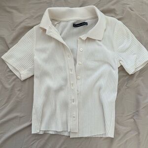 Abercrombie & fitch off white collar top